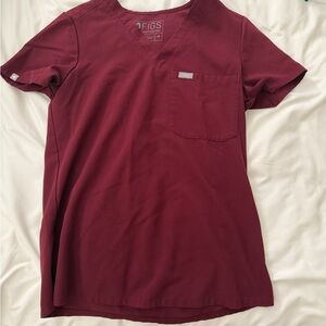Figs Burgundy Catarina Scrub Top